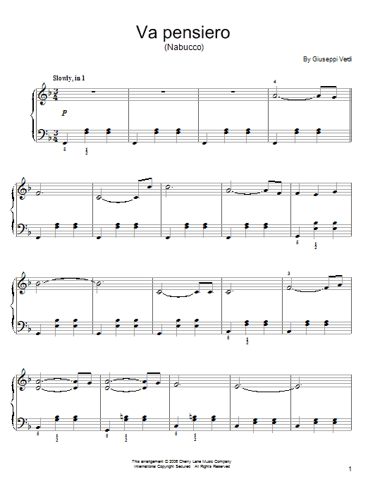 Learn to play Giuseppe Verdi Nabucco sheet music for Easy Piano in minutes. Price: 6.9900$ Giuseppe Verdi Nabucco sheet music notes and chords arranged for Easy Piano
