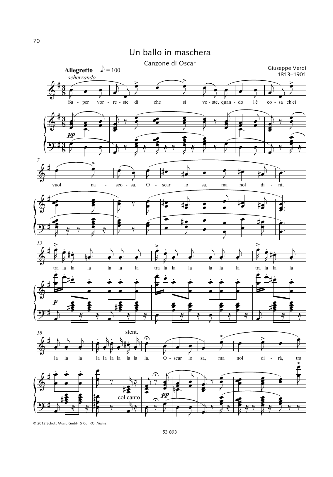 Giuseppe Verdi Saper vorreste di che si veste sheet music notes and chords. Download Printable PDF.