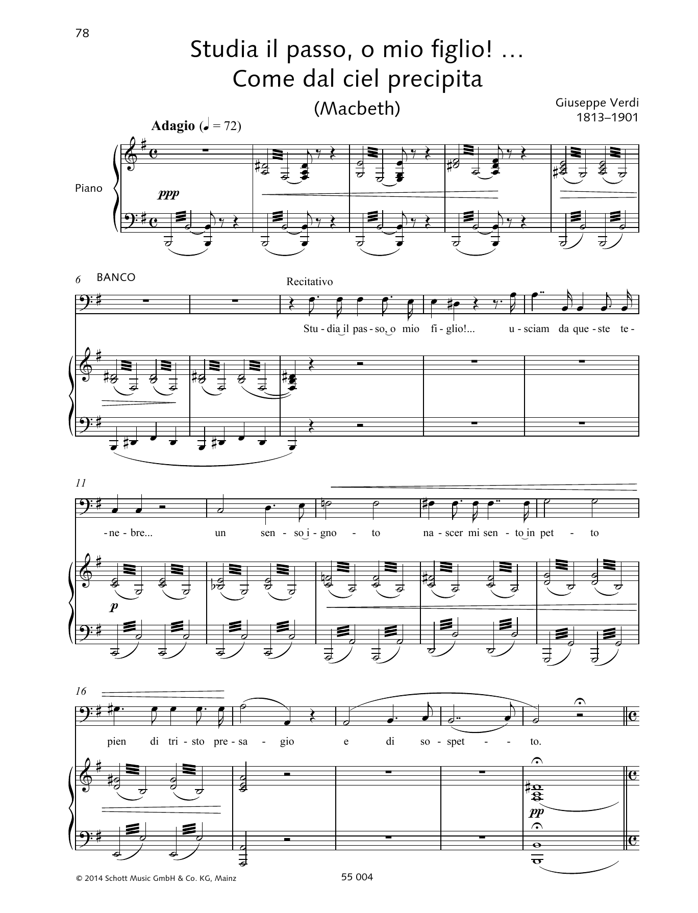 Giuseppe Verdi Studia il passo, o mio figlio!... Come dal ciel precipita sheet music notes and chords. Download Printable PDF.