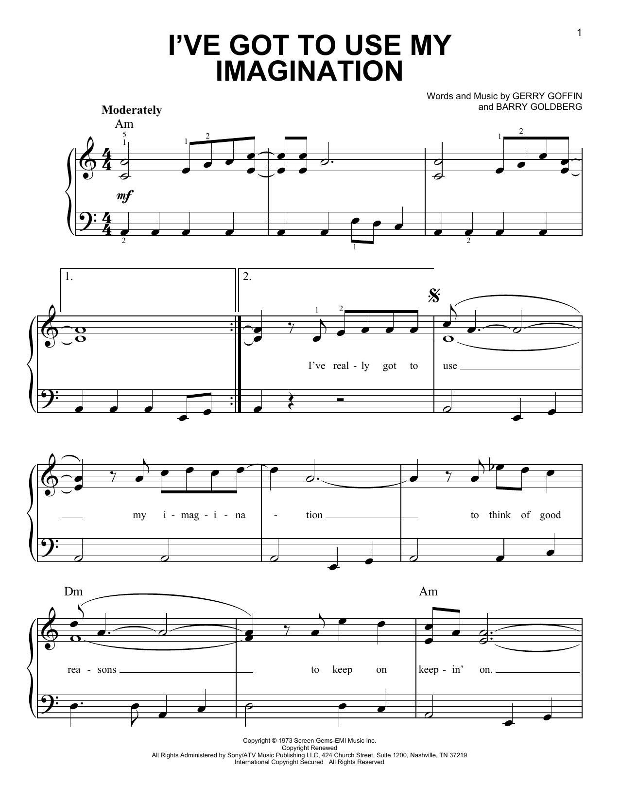 Gladys Knight & The Pips I've Got To Use My Imagination sheet music notes and chords. Download Printable PDF.