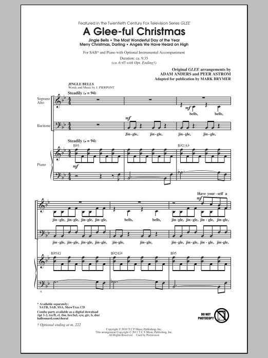 Glee Cast A Glee-ful Christmas (Choral Medley)(arr. Mark Brymer) sheet music notes and chords. Download Printable PDF.