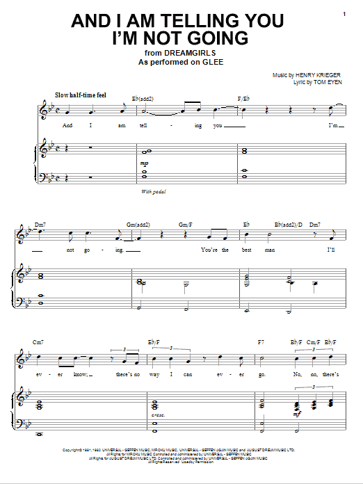 Glee Cast And I Am Telling You I'm Not Going sheet music notes and chords. Download Printable PDF.