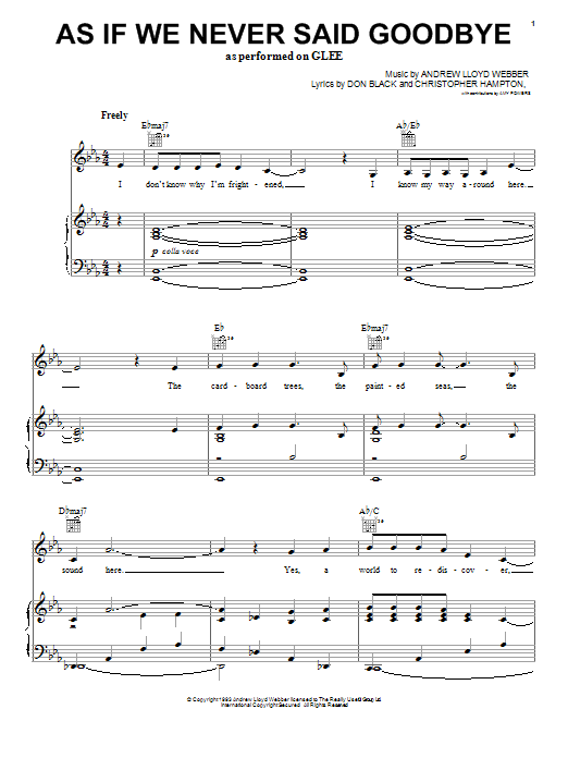 Glee Cast As If We Never Said Goodbye sheet music notes and chords. Download Printable PDF.