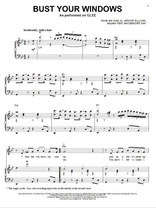 Glee Cast Bust Your Windows sheet music notes and chords. Download Printable PDF.