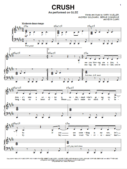 Glee Cast Crush sheet music notes and chords arranged for Piano & Vocal