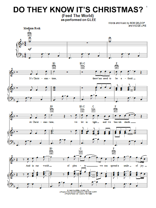 Glee Cast Do They Know It's Christmas? (Feed The World) sheet music notes and chords. Download Printable PDF.