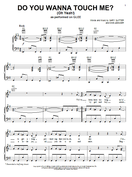 Learn to play Glee Cast Do You Wanna Touch Me? (Oh Yeah!) sheet music for Piano, Vocal & Guitar Chords (Right-Hand Melody) in minutes. Price: 7.8900$ Glee Cast Do You Wanna Touch Me? (Oh Yeah!) sheet music notes and chords arranged for Piano, Vocal & Guitar Chords (Right-Hand Melody)