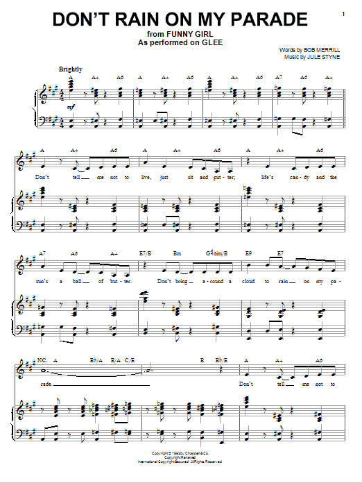 Barbra Streisand Don't Rain On My Parade sheet music notes and chords. Download Printable PDF.