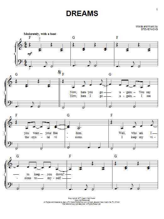 Glee Cast Dreams sheet music notes and chords. Download Printable PDF.