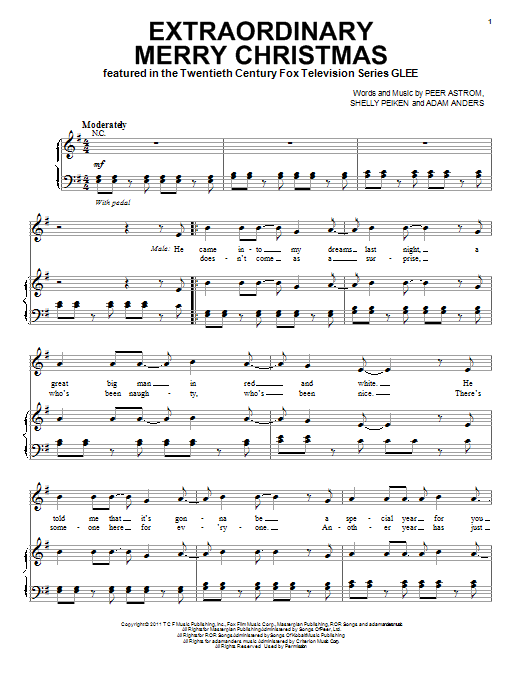 Glee Cast Extraordinary Merry Christmas sheet music notes and chords. Download Printable PDF.