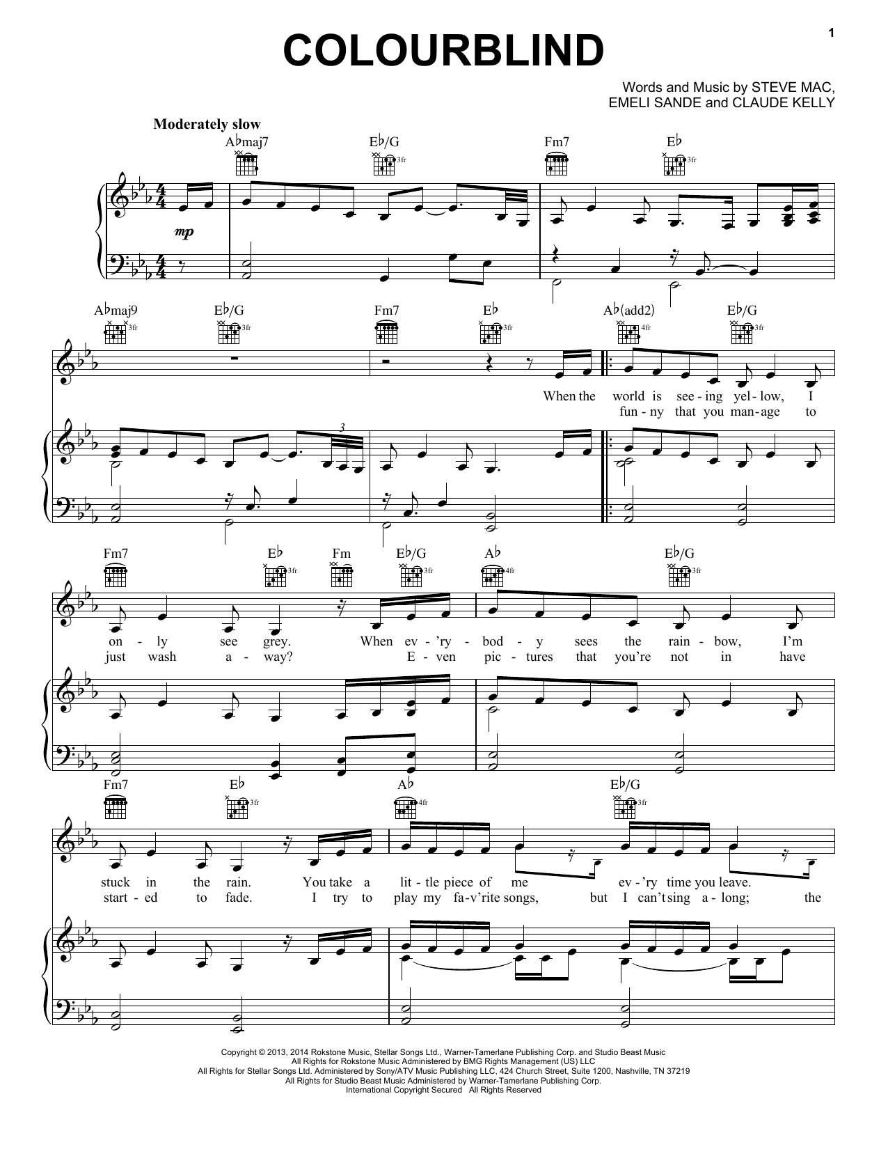 Glee Cast featuring Amber Riley Colourblind sheet music notes and chords. Download Printable PDF.