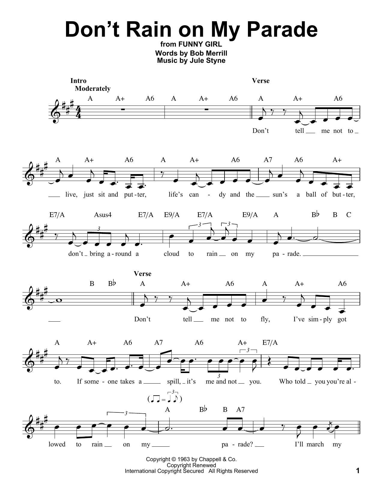 Learn to play Glee Cast Don't Rain On My Parade sheet music for Pro Vocal in minutes. Price: 6.9900$ Glee Cast Don't Rain On My Parade sheet music notes and chords arranged for Pro Vocal