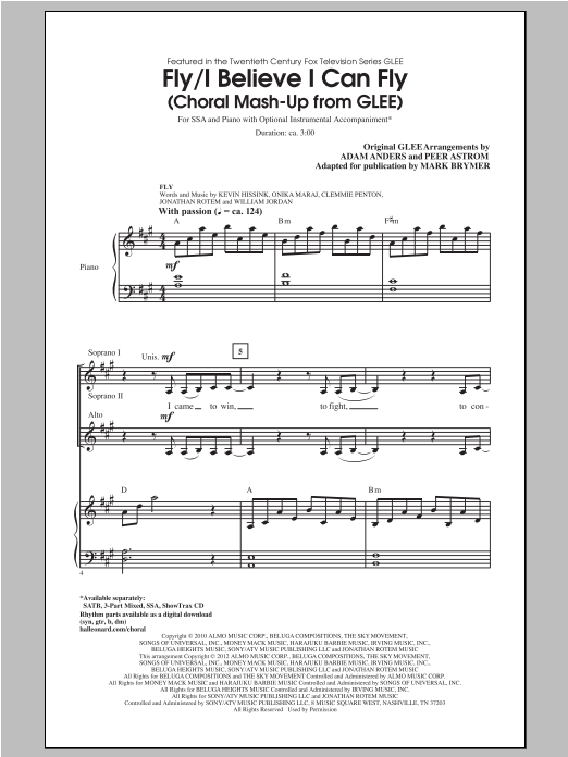 Glee Cast I Believe I Can Fly (arr. Mark Brymer) sheet music notes and chords. Download Printable PDF.