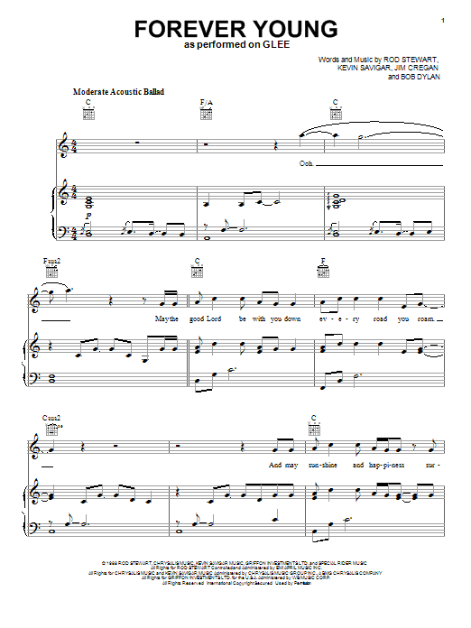 Learn to play Glee Cast Forever Young sheet music for Piano, Vocal & Guitar Chords (Right-Hand Melody) in minutes. Price: 7.8900$ Glee Cast Forever Young sheet music notes and chords arranged for Piano, Vocal & Guitar Chords (Right-Hand Melody)