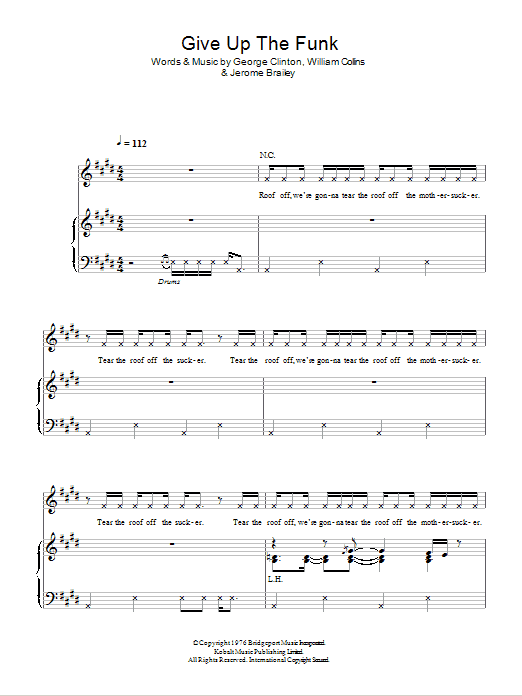 Glee Cast Give Up The Funk sheet music notes and chords arranged for Piano, Vocal & Guitar Chords