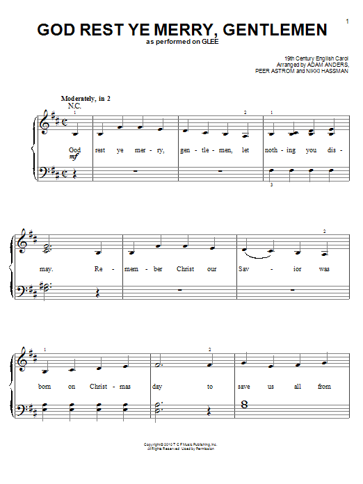 Glee Cast God Rest Ye Merry, Gentlemen sheet music notes and chords. Download Printable PDF.