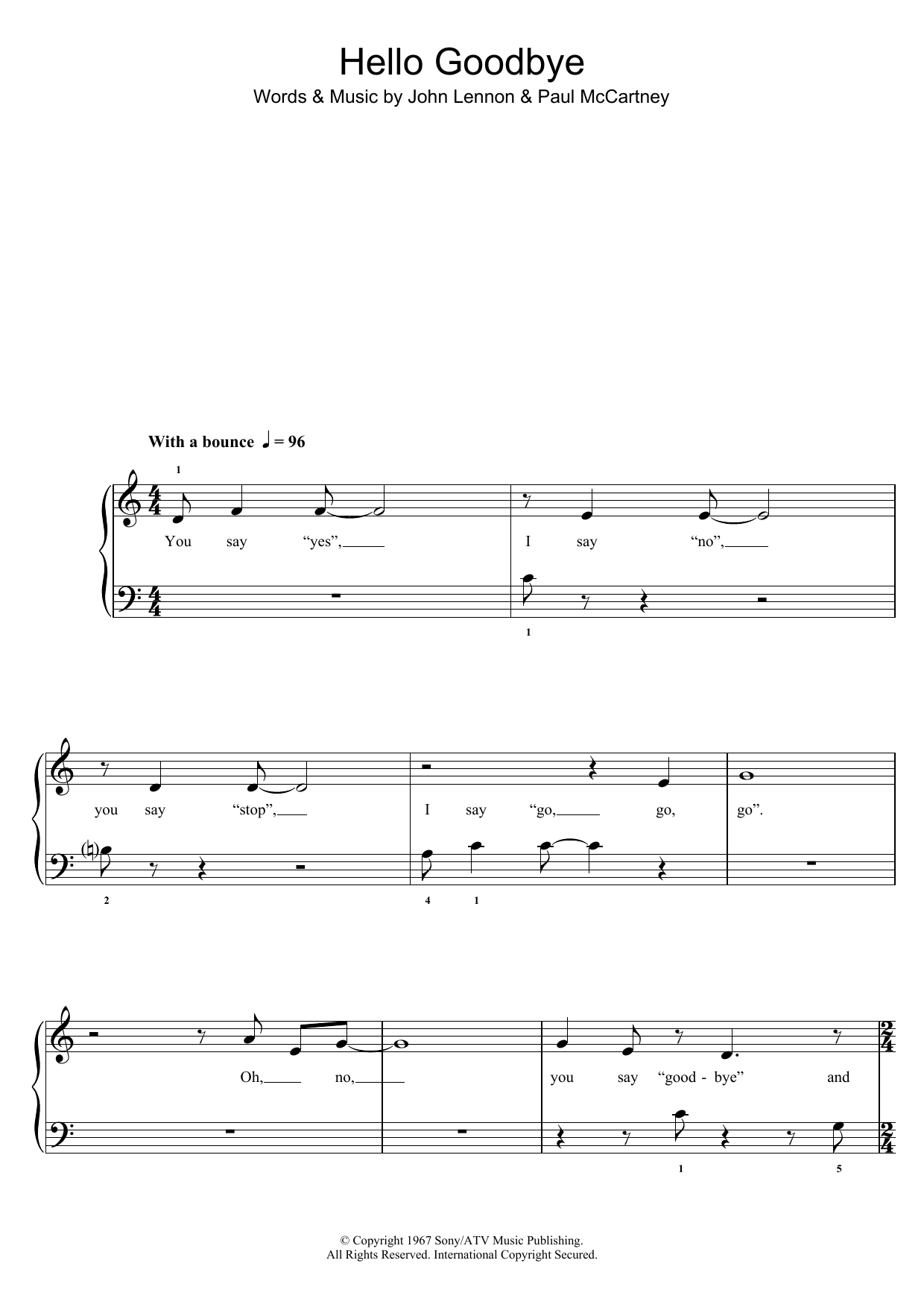 Glee Cast Hello, Goodbye sheet music notes and chords. Download Printable PDF.