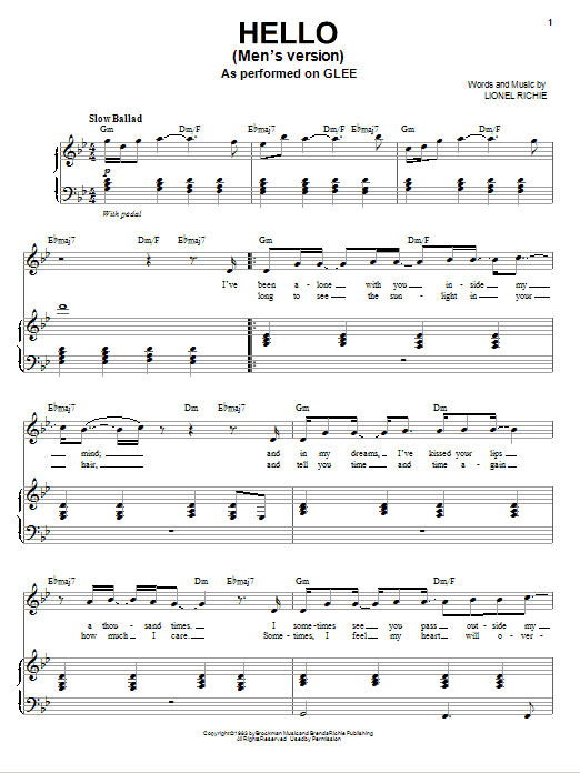 Glee Cast Hello sheet music notes and chords. Download Printable PDF.