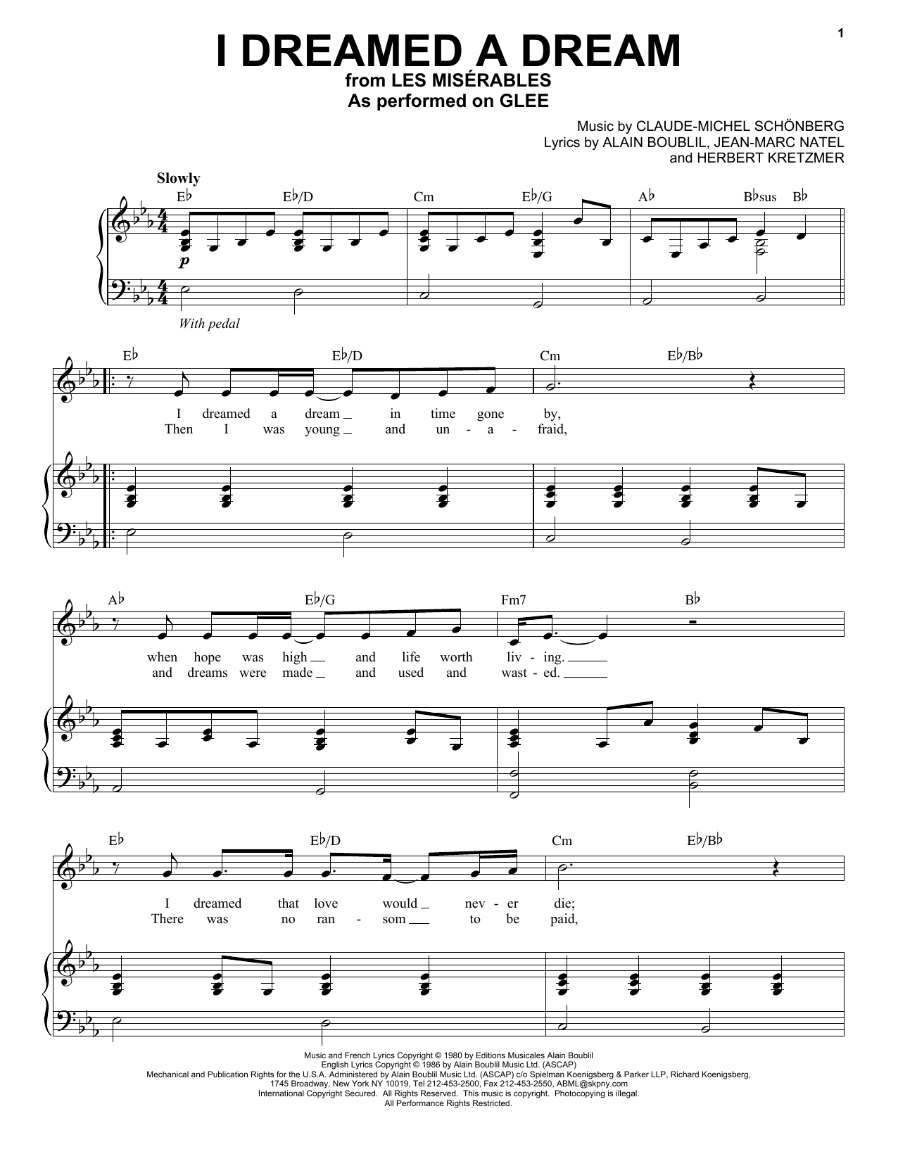 Glee Cast I Dreamed A Dream sheet music notes and chords. Download Printable PDF.