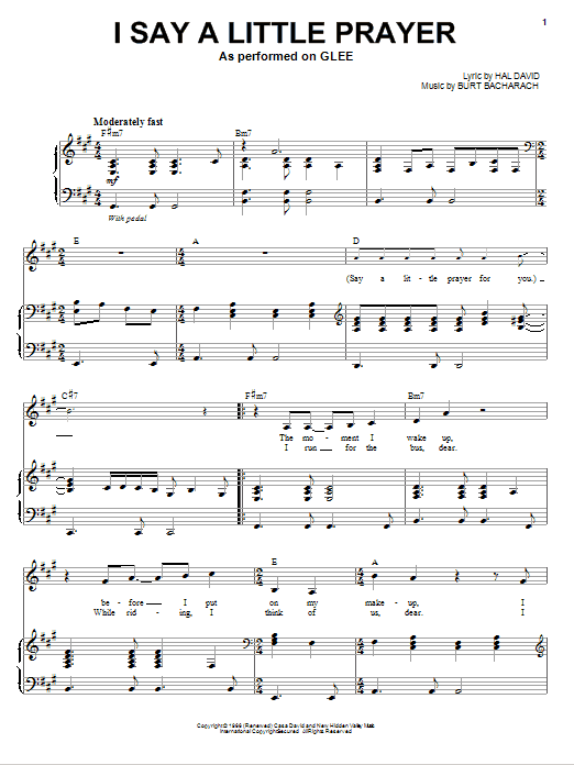 Glee Cast I Say A Little Prayer sheet music notes and chords. Download Printable PDF.