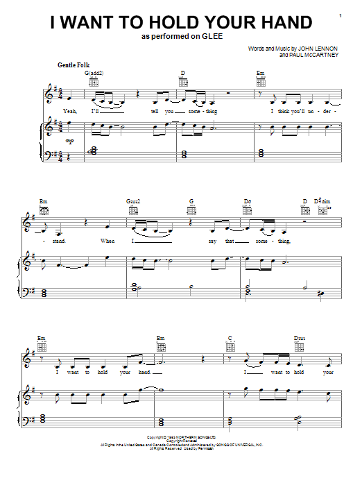 Glee Cast I Want To Hold Your Hand sheet music notes and chords. Download Printable PDF.