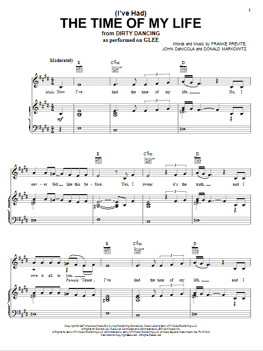 Glee Cast (I've Had) The Time Of My Life sheet music notes and chords. Download Printable PDF.