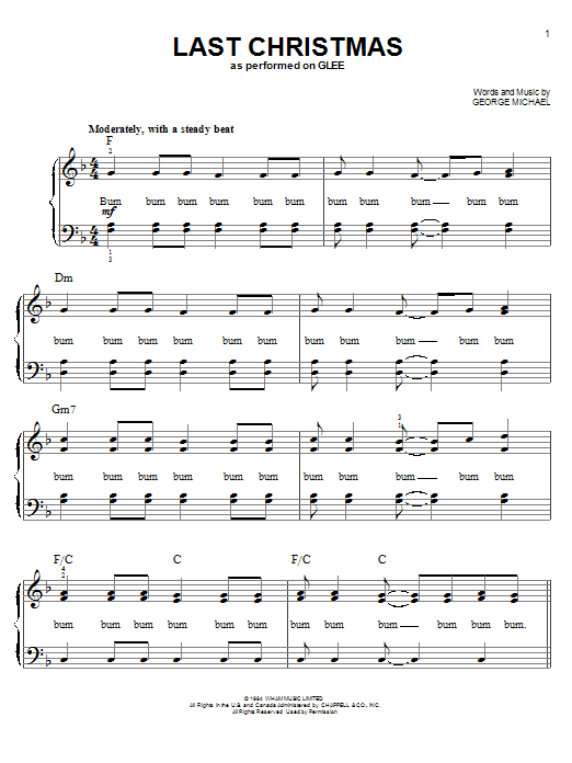 Glee Cast Last Christmas sheet music notes and chords. Download Printable PDF.