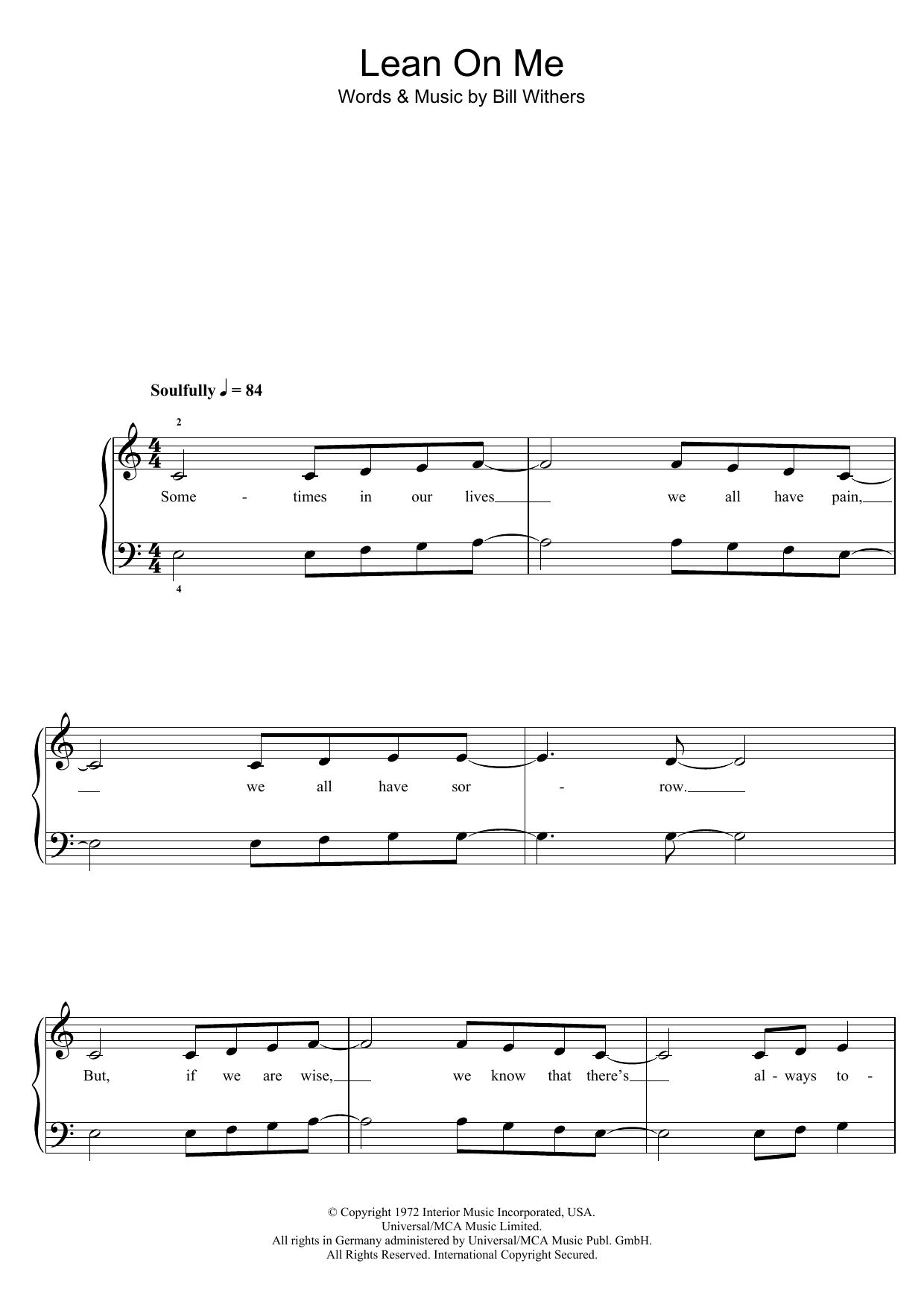 Glee Cast Lean On Me sheet music notes and chords. Download Printable PDF.