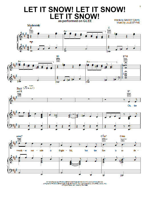 Glee Cast Let It Snow! Let It Snow! Let It Snow! sheet music notes and chords. Download Printable PDF.