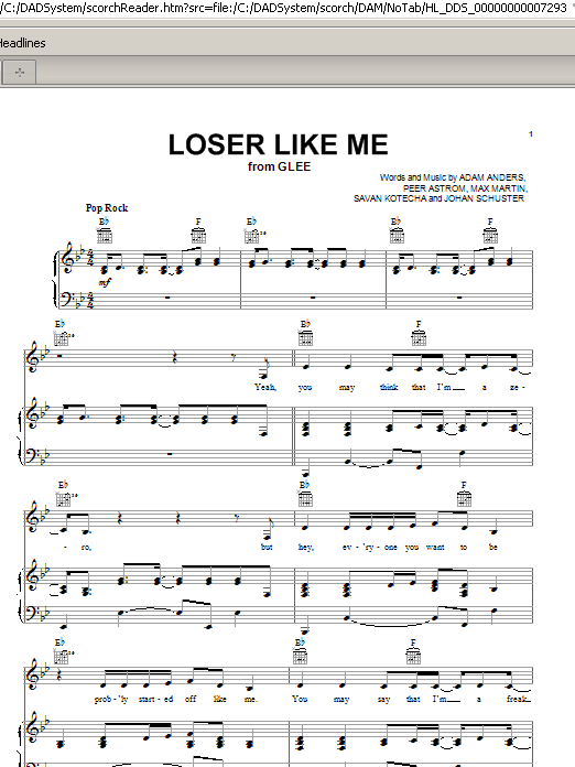 Learn to play Glee Cast Loser Like Me sheet music for Piano, Vocal & Guitar Chords in minutes. Price: 7.8900$ Glee Cast Loser Like Me sheet music notes and chords arranged for Piano, Vocal & Guitar Chords