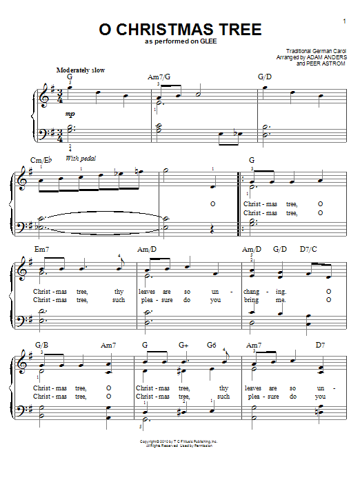 Glee Cast O Christmas Tree sheet music notes and chords. Download Printable PDF.