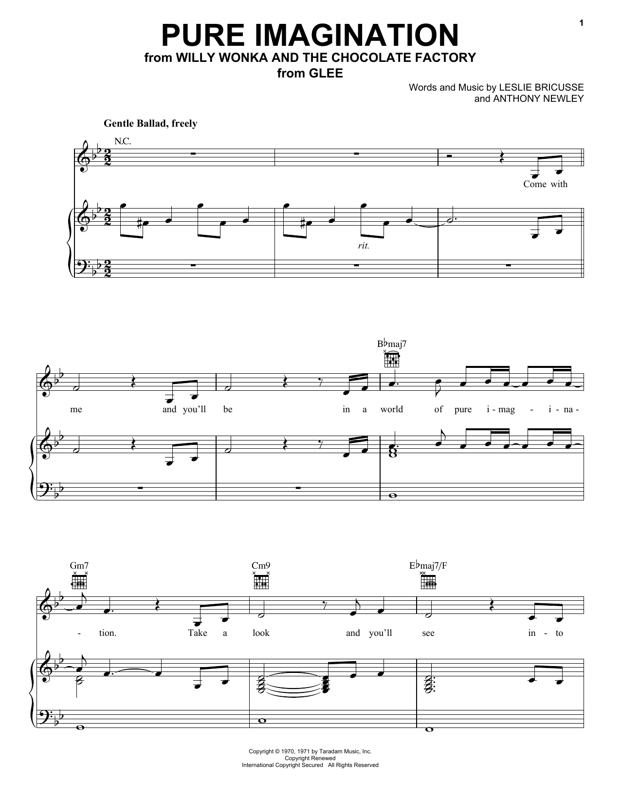 Glee Cast Pure Imagination sheet music notes and chords. Download Printable PDF.