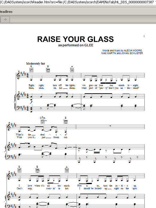 Glee Cast Raise Your Glass sheet music notes and chords arranged for Piano, Vocal & Guitar Chords (Right-Hand Melody)