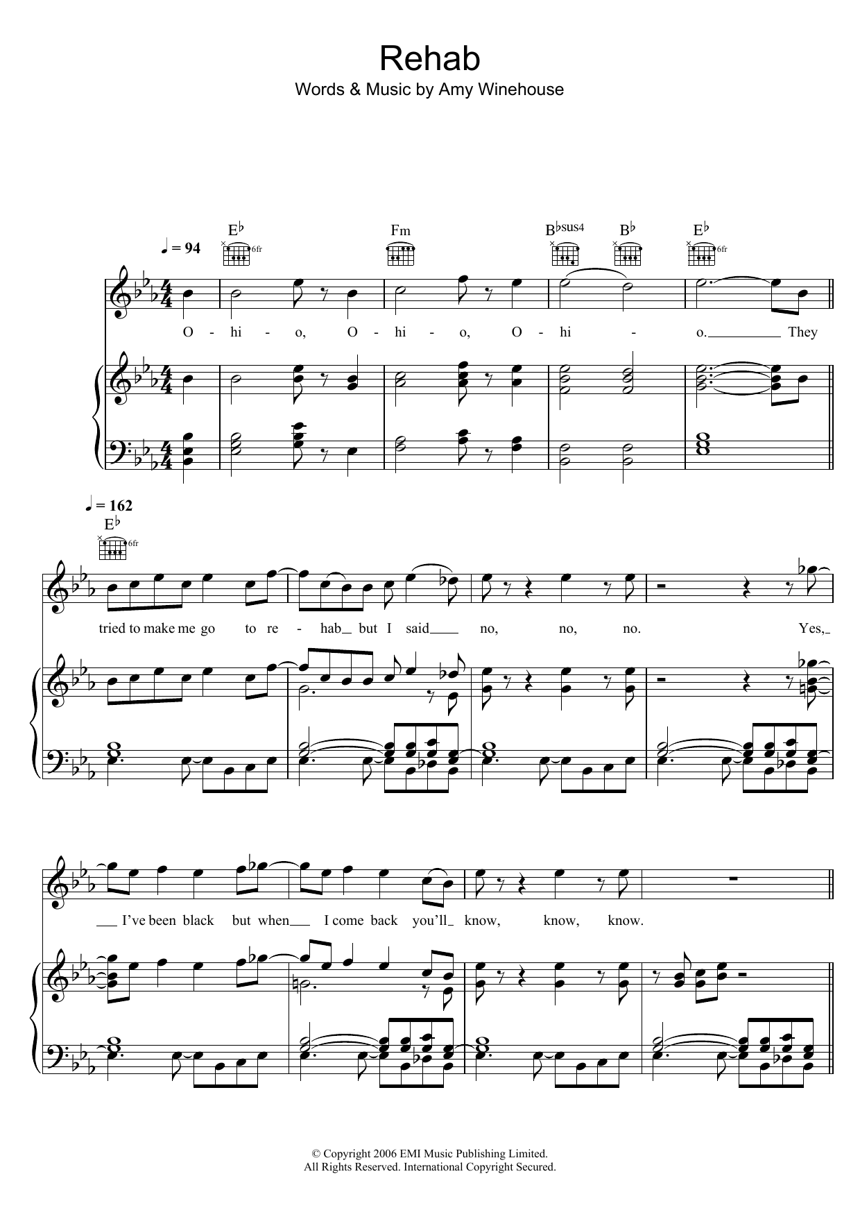 Learn to play Glee Cast Rehab sheet music for Piano, Vocal & Guitar Chords in minutes. Price: 7.8900$ Glee Cast Rehab sheet music notes and chords arranged for Piano, Vocal & Guitar Chords