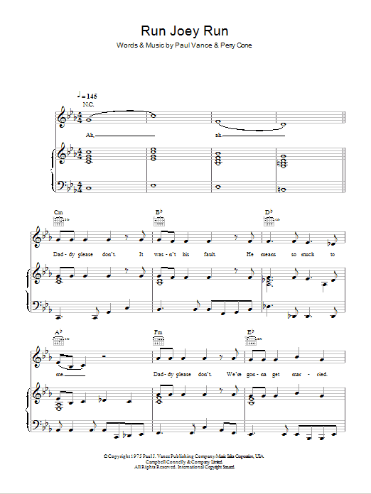 Glee Cast Run Joey Run sheet music notes and chords arranged for Piano, Vocal & Guitar Chords