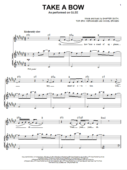 Glee Cast Take A Bow sheet music notes and chords. Download Printable PDF.