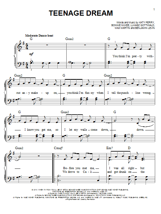 Glee Cast Teenage Dream sheet music notes and chords. Download Printable PDF.