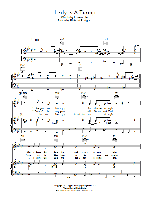 Glee Cast The Lady Is A Tramp sheet music notes and chords arranged for Piano, Vocal & Guitar Chords