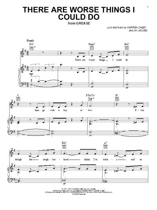 Jim Jacobs There Are Worse Things I Could Do sheet music notes and chords. Download Printable PDF.