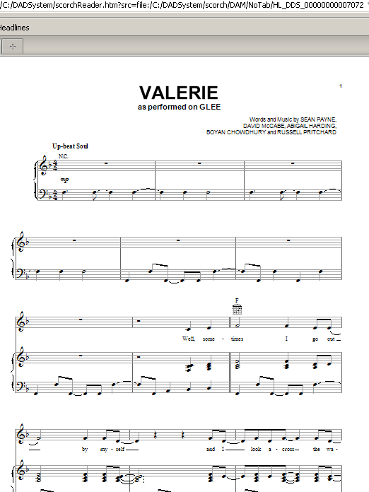 Glee Cast Valerie sheet music notes and chords. Download Printable PDF.