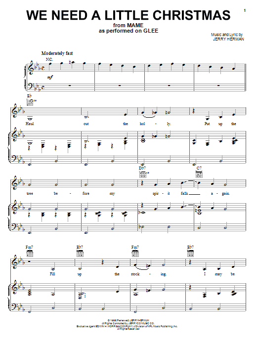 Glee Cast We Need A Little Christmas sheet music notes and chords. Download Printable PDF.