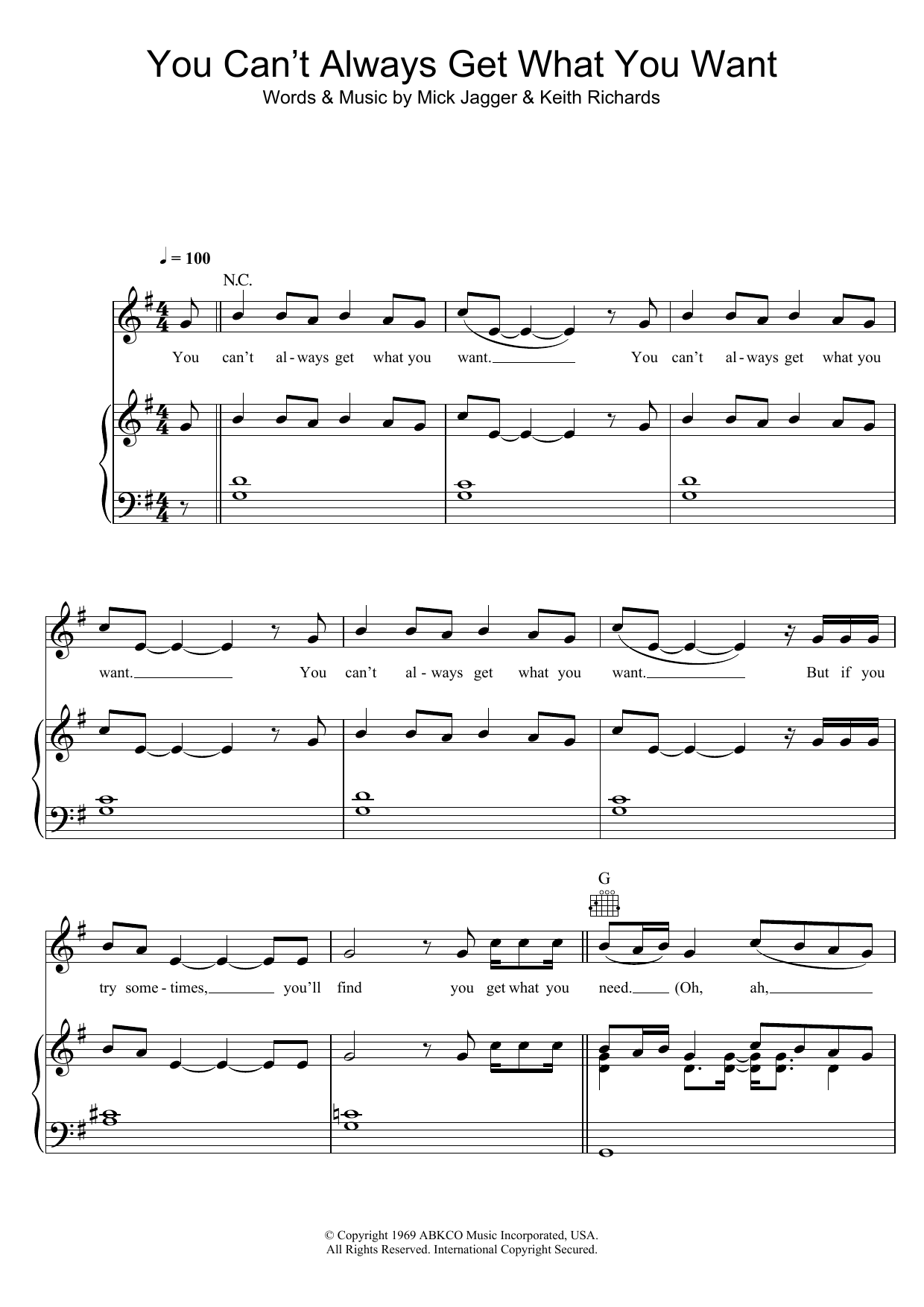 Glee Cast You Can't Always Get What You Want sheet music notes and chords. Download Printable PDF.