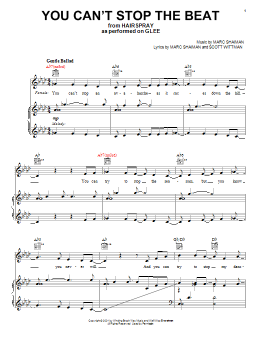 Glee Cast You Can't Stop The Beat sheet music notes and chords. Download Printable PDF.