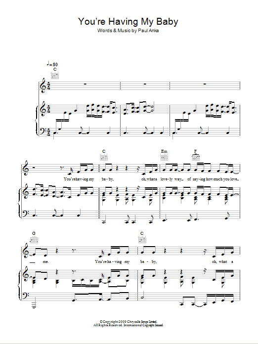 Glee Cast (You're) Having My Baby sheet music notes and chords arranged for Piano, Vocal & Guitar Chords