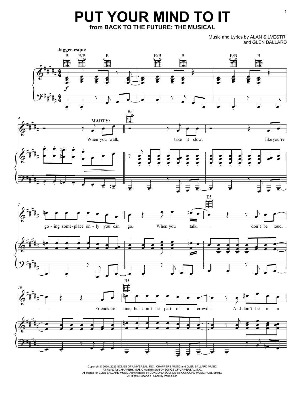 Glen Ballard and Alan Silvestri Put Your Mind To It (from Back To The Future: The Musical) sheet music notes and chords. Download Printable PDF.