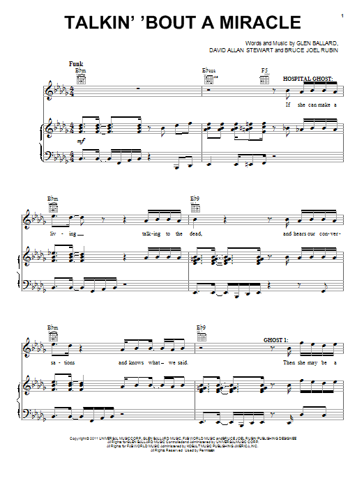 Learn to play Glen Ballard Talkin' 'Bout A Miracle sheet music for Piano, Vocal & Guitar Chords (Right-Hand Melody) in minutes. Price: 7.8900$ Glen Ballard Talkin' 'Bout A Miracle sheet music notes and chords arranged for Piano, Vocal & Guitar Chords (Right-Hand Melody)