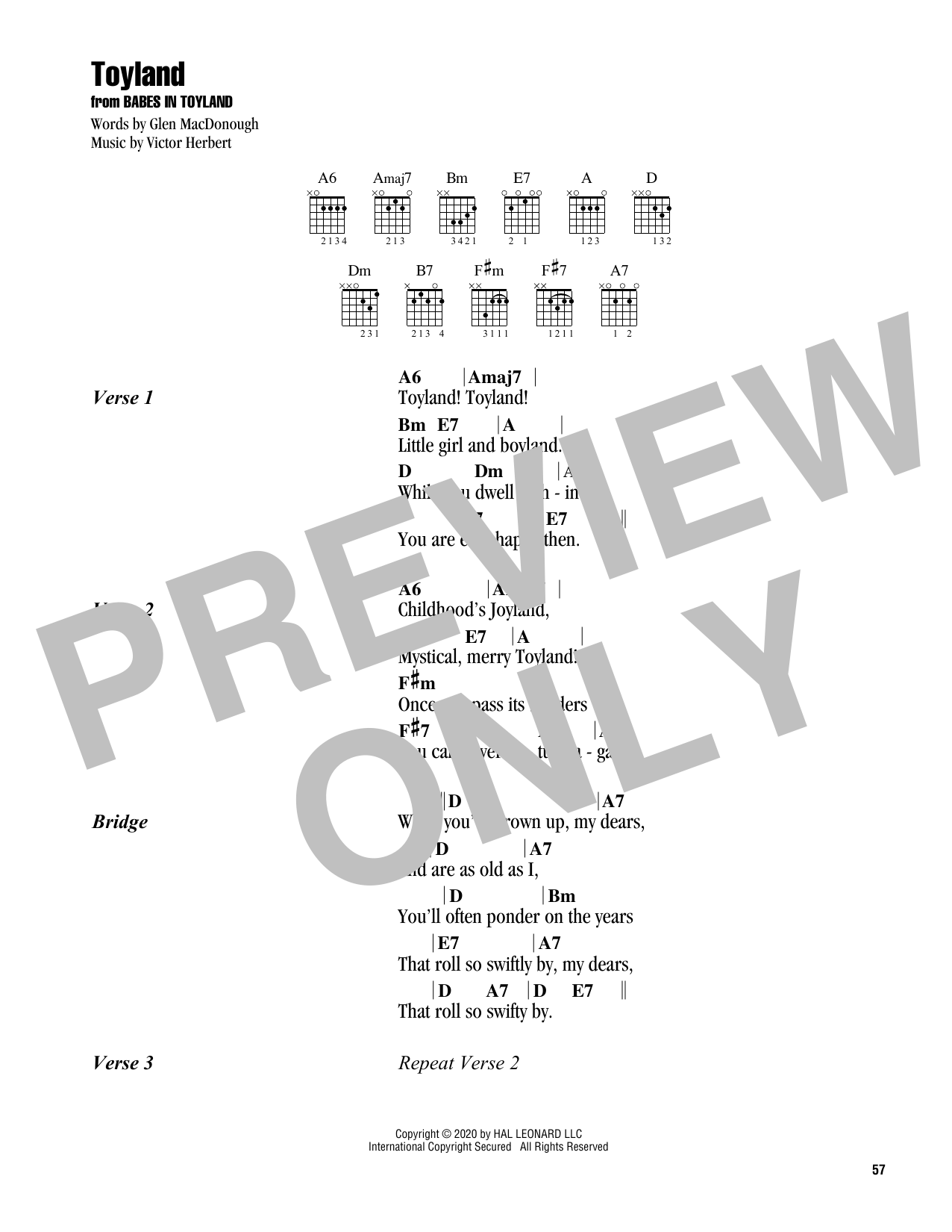 Glen MacDonough and Victor Herbert Toyland sheet music notes and chords. Download Printable PDF.