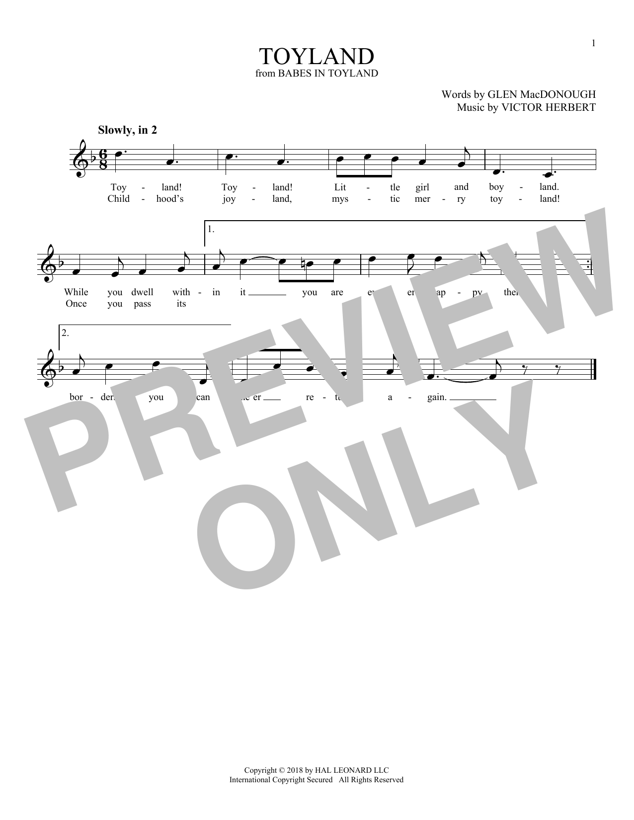 Learn to play Victor Herbert Toyland sheet music for Educational Piano in minutes. Price: 6.9900$ Victor Herbert Toyland sheet music notes and chords arranged for Educational Piano