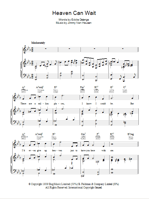 Glenn Miller Heaven Can Wait sheet music notes and chords arranged for Piano, Vocal & Guitar Chords