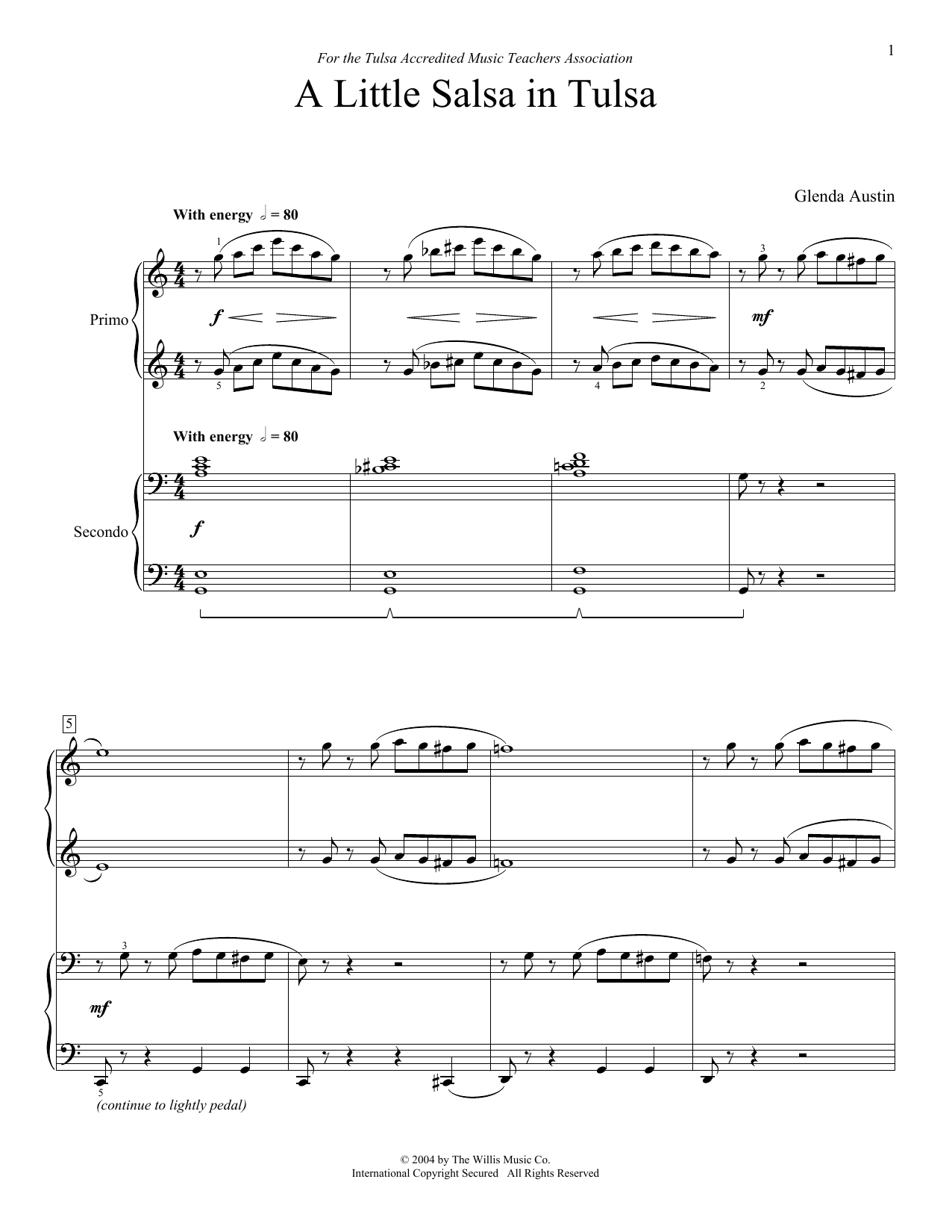 Glenda Austin A Little Salsa In Tulsa sheet music notes and chords. Download Printable PDF.